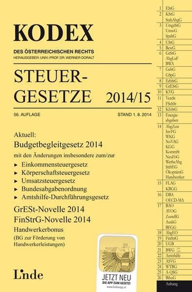 KODEX Steuergesetze 2014/15 (Kodex des Österreichischen Rechts) Law