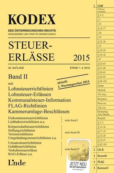 KODEX Steuer-Erlässe 2015, Band II (Kodex des Österreichischen Rechts) Law