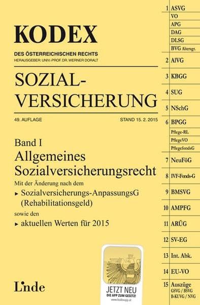 KODEX Sozialversicherung 2015, Band I (Kodex des Österreichischen Rechts) Law