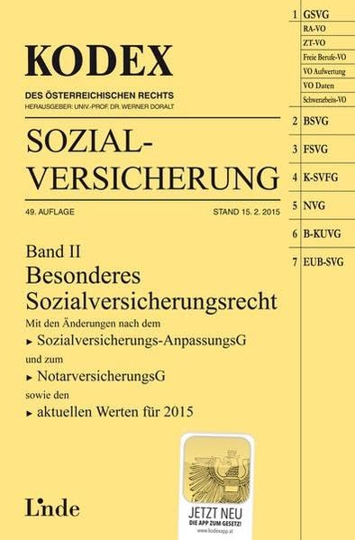 KODEX Sozialversicherung 2015, Band II (Kodex des Österreichischen Rechts) Law