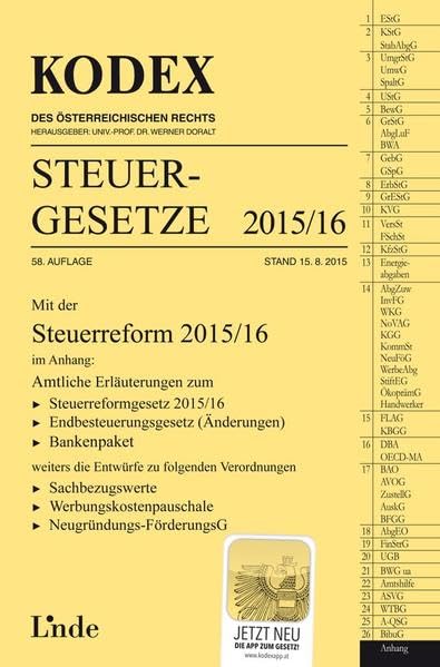 KODEX Steuergesetze 2015/16 (Kodex des Österreichischen Rechts) Law