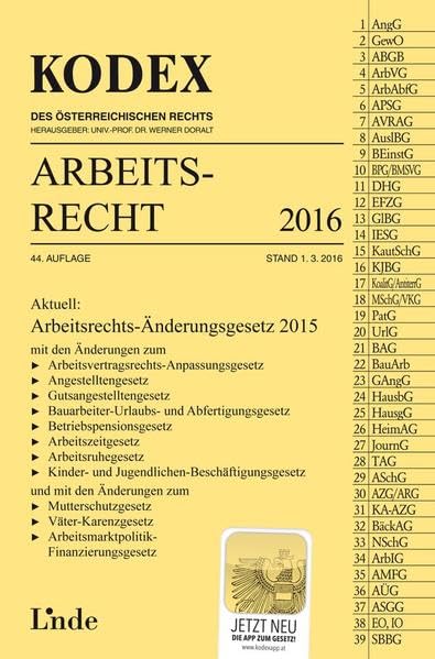 KODEX Arbeitsrecht 2016 (Kodex des Österreichischen Rechts) Law