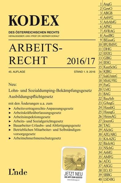 KODEX Arbeitsrecht 2016/17 (Kodex des Österreichischen Rechts) Law