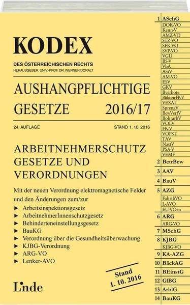 KODEX Aushangpflichtige Gesetze 2016/17 (Kodex des Österreichischen Rechts) Law