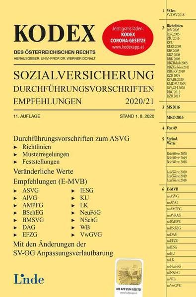 KODEX Sozialversicherung 2020/21, Band III: Durchführungsvorschriften - Empfehlungen (Kodex des Österreichischen Rechts) Law