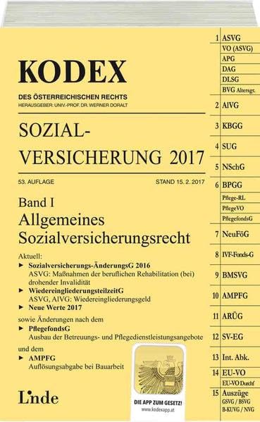 KODEX Sozialversicherung 2017, Band I (Kodex des Österreichischen Rechts) Law