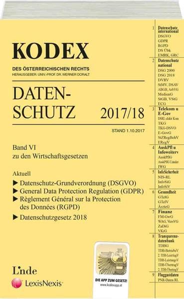 KODEX Datenschutz 2017/18: Wirtschaftsgesetze Band VI (Kodex Wirtschaftsgesetze) Law