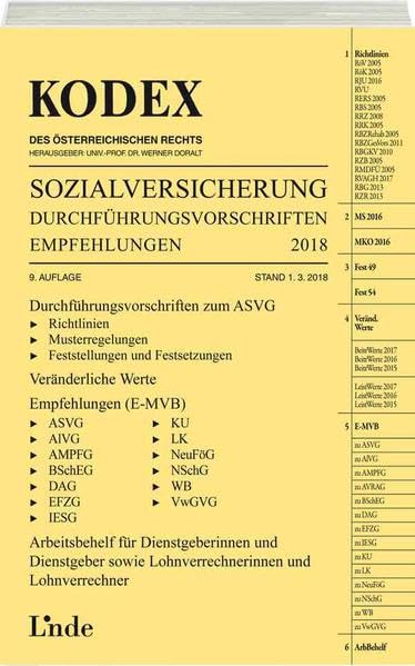 KODEX Sozialversicherung 2018, Band III: Durchführungsvorschriften - Empfehlungen (Kodex des Österreichischen Rechts) Law