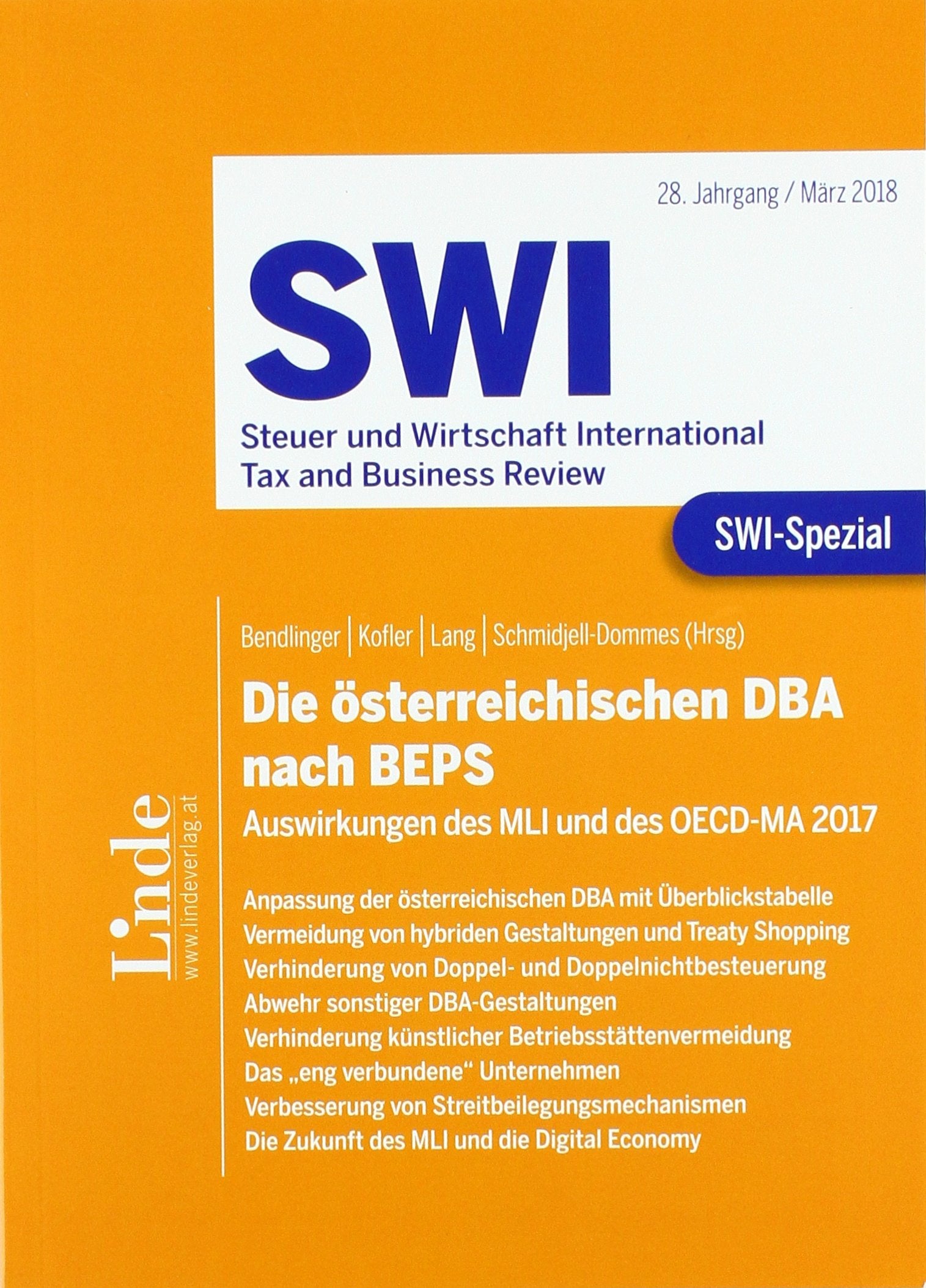 SWI-Spezial Die österreichischen DBA nach BEPS: Die Auswirkungen des MLI und des OECD-MA 2017 Law