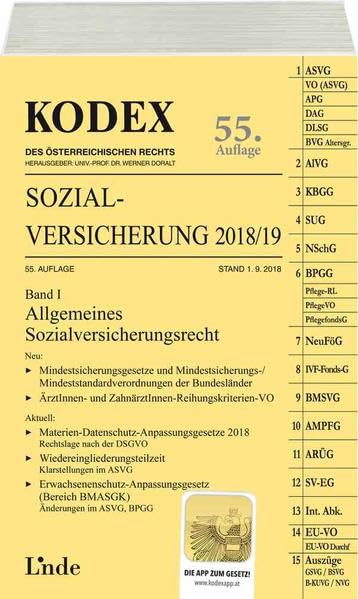 KODEX Sozialversicherung 2018/19, Band I (Kodex des Österreichischen Rechts) Law