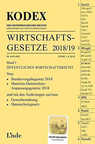 KODEX Wirtschaftsgesetze Band I 2018/19: Wirtschaftsgesetze Band I (Kodex des Österreichischen Rechts) Law