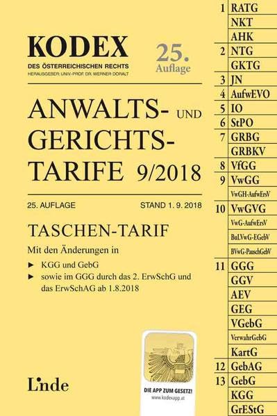 Product Image: KODEX Anwalts- und Gerichtstarife 8/2018