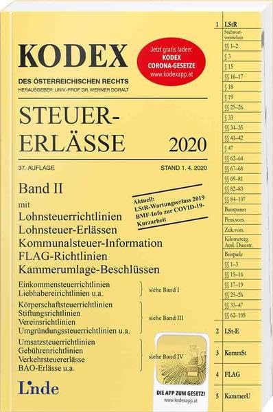 KODEX Steuer-Erlässe 2020, Band II (Kodex des Österreichischen Rechts) Law