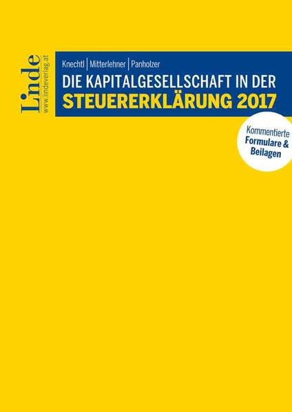 Die Kapitalgesellschaft in der Steuererklärung 2017 Law