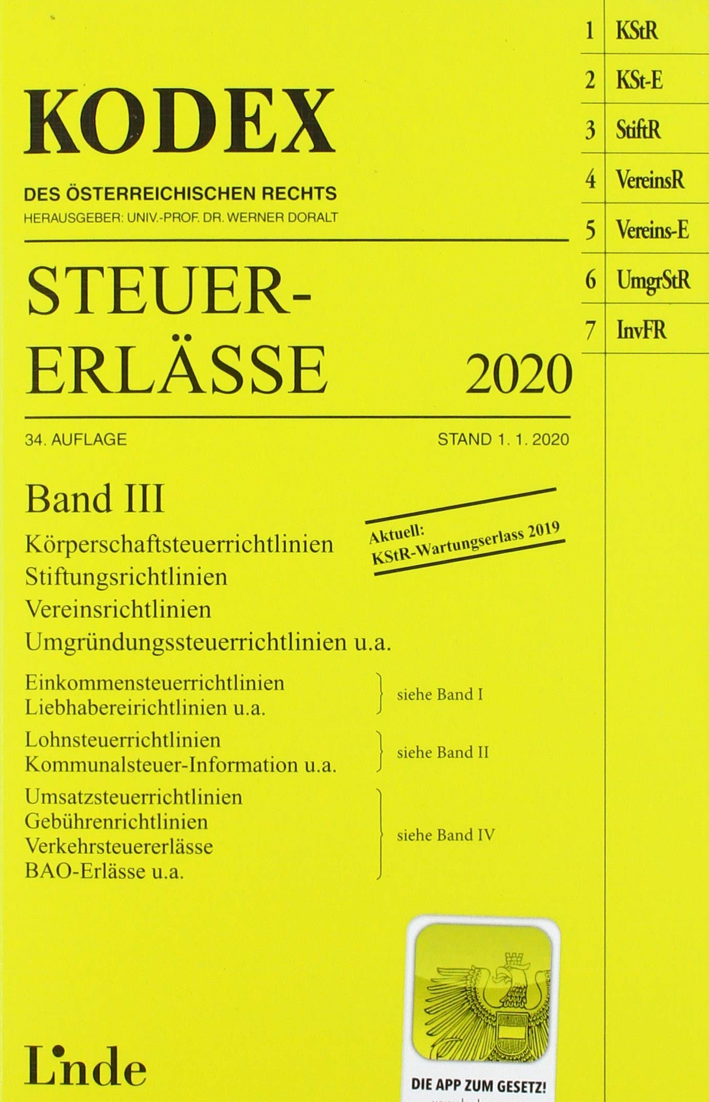 KODEX Steuer-Erlässe 2020 Band III (Kodex des Österreichischen Rechts) Law
