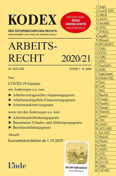 KODEX Arbeitsrecht 2020/21 (Kodex des Österreichischen Rechts) Law