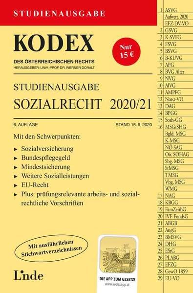 KODEX Studienausgabe Sozialrecht 2020/21: Studienausgabe Law