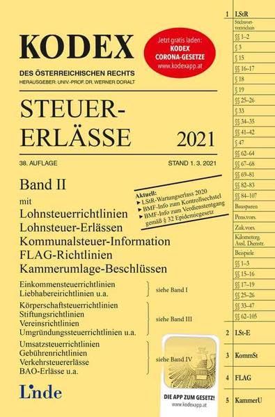 KODEX Steuer-Erlässe 2021, Band II (Kodex des Österreichischen Rechts) Law