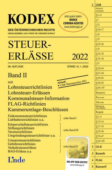 KODEX Steuer-Erlässe 2022, Band II (Kodex des Österreichischen Rechts) Law