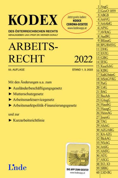 KODEX Arbeitsrecht 2022 (Kodex des Österreichischen Rechts) Law
