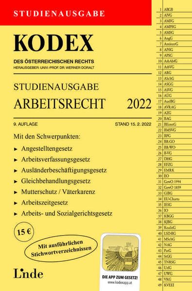 KODEX Studienausgabe Arbeitsrecht 2022: Studienausgabe Law