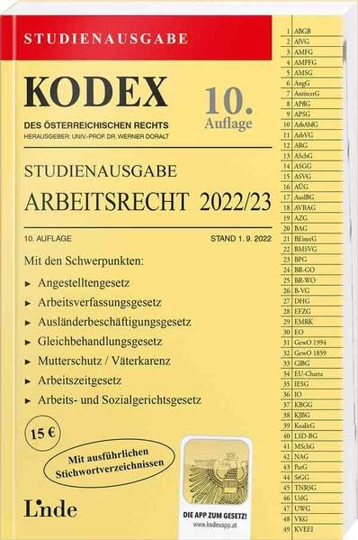 KODEX Studienausgabe Arbeitsrecht 2022/23: Studienausgabe Law