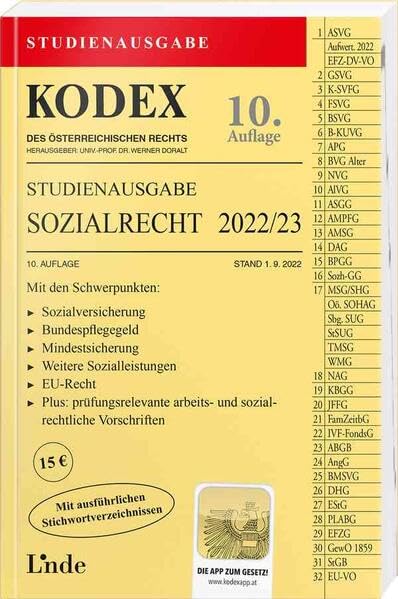 KODEX Studienausgabe Sozialrecht 2022/23: Studienausgabe Law
