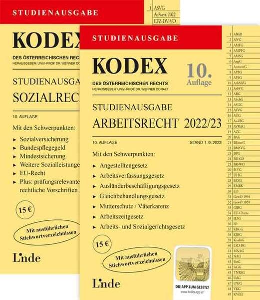 KODEX-Paket Studienausgabe Arbeits- und Sozialrecht 2022/23 (Kodex Studienausgabe) Law