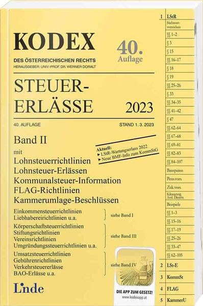 KODEX Steuer-Erlässe 2023, Band II (Kodex des Österreichischen Rechts) Law