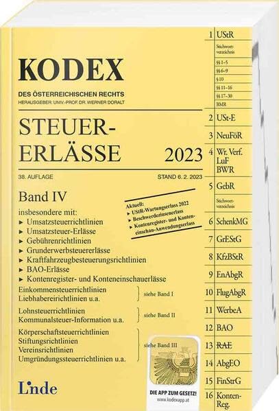KODEX Steuer-Erlässe 2023, Band IV (Kodex des Österreichischen Rechts) Law