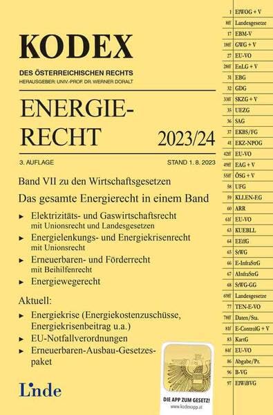 KODEX Energierecht 2023/24: Wirtschaftsgesetze Band VII (Kodex Wirtschaftsgesetze) Law