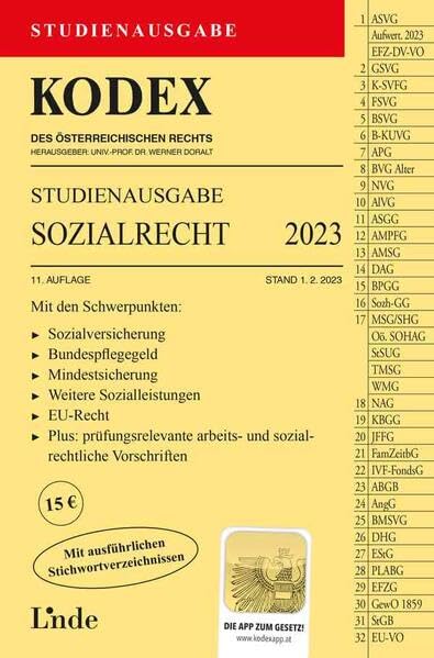 KODEX Studienausgabe Sozialrecht 2023: Studienausgabe Law