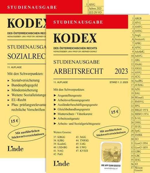 KODEX-Paket Studienausgabe Arbeits- und Sozialrecht 2023 (Kodex Studienausgabe) Law