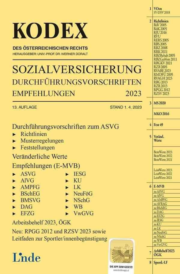 KODEX Sozialversicherung 2023, Band III: Durchführungsvorschriften - Empfehlungen (Kodex des Österreichischen Rechts) Law