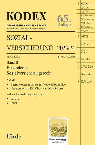 KODEX Sozialversicherung 2023/24, Band II (Kodex des Österreichischen Rechts) Law