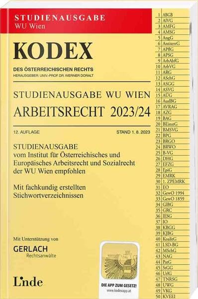 KODEX Studienausgabe Arbeitsrecht WU 2023/24: Studienausgabe für die WU Wien Law