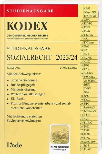 KODEX Studienausgabe Sozialrecht 2023/24: Studienausgabe Law