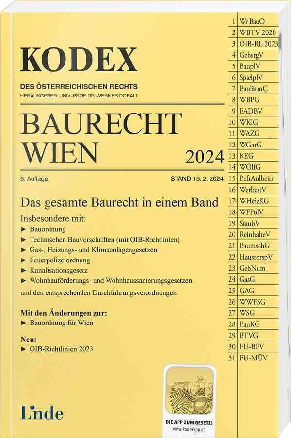 KODEX Baurecht Wien 2024 (Kodex des Österreichischen Rechts) Law