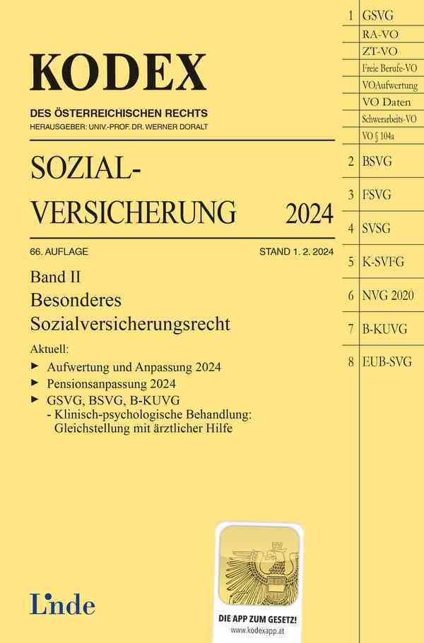 KODEX Sozialversicherung 2024, Band II (Kodex des Österreichischen Rechts) Law