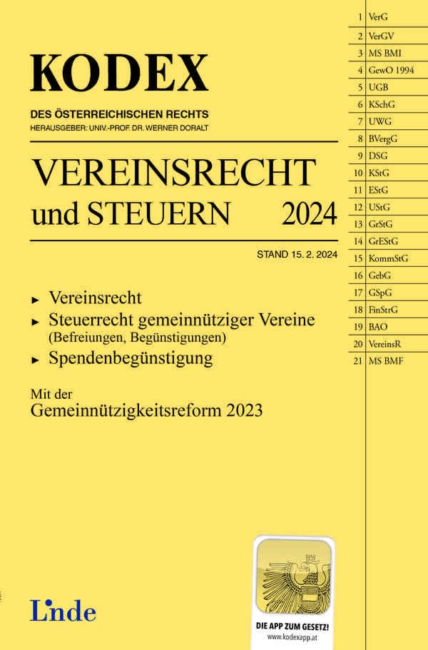 KODEX Vereinsrecht und Steuern (Kodex des Österreichischen Rechts) Law