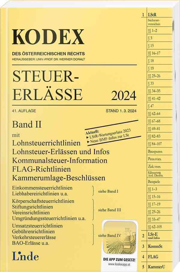 KODEX Steuer-Erlässe 2024, Band II (Kodex des Österreichischen Rechts) book