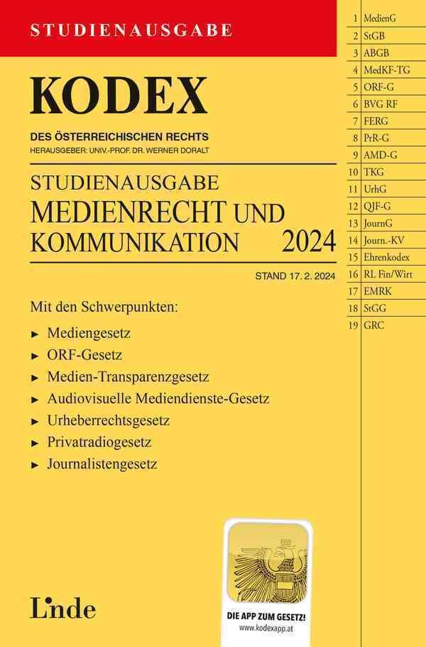 KODEX Studienausgabe Medienrecht und Kommunikation Law