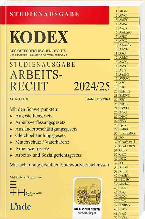 KODEX Studienausgabe Arbeitsrecht 2024/25: Studienausgabe Law