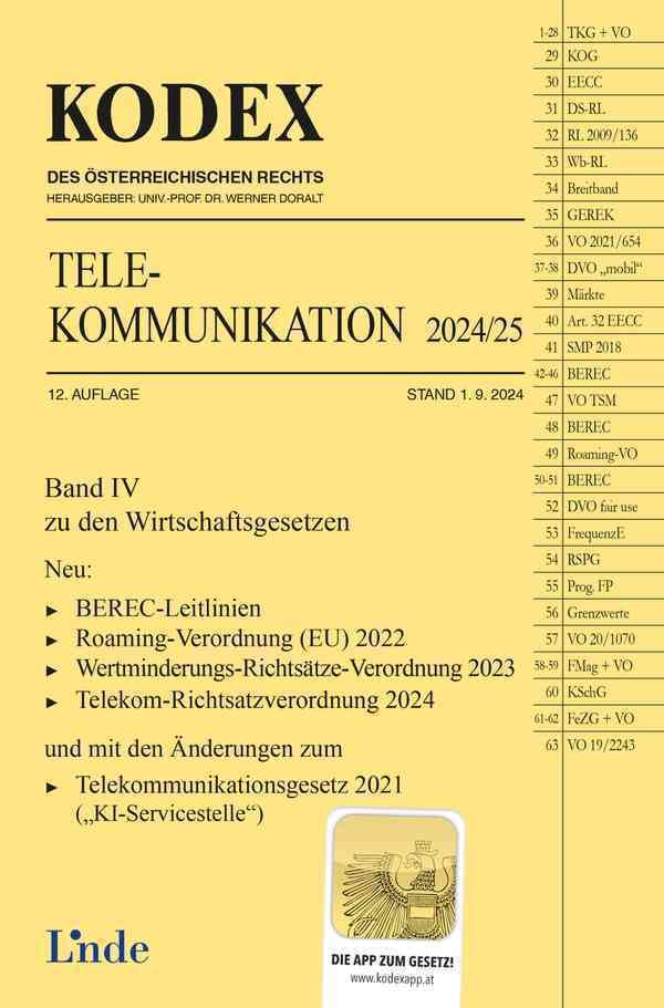 KODEX Telekommunikation 2024/25: Wirtschaftsgesetze Band IV (Kodex Wirtschaftsgesetze) Law
