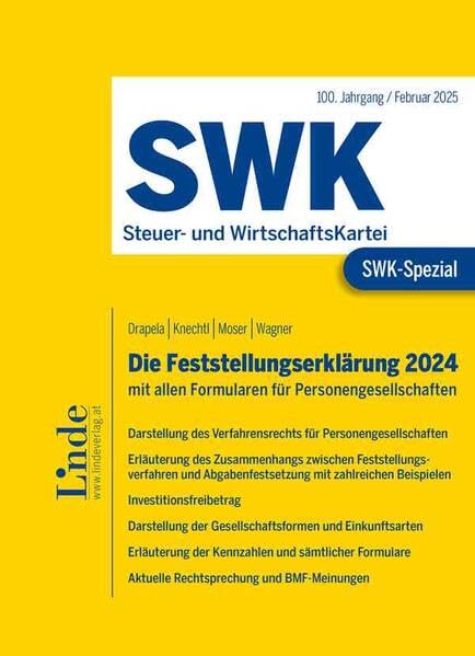 SWK-Spezial Die Feststellungserklärung 2024: mit allen Formularen für Personengesellschaften Law