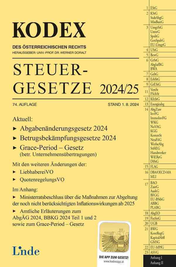 KODEX Steuergesetze 2024/25 (Kodex des Österreichischen Rechts) Law