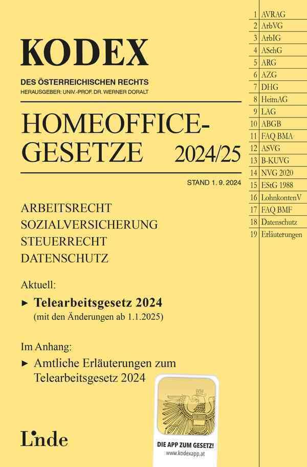 KODEX Homeoffice-Gesetze 2024/25 (Kodex des Österreichischen Rechts) Law