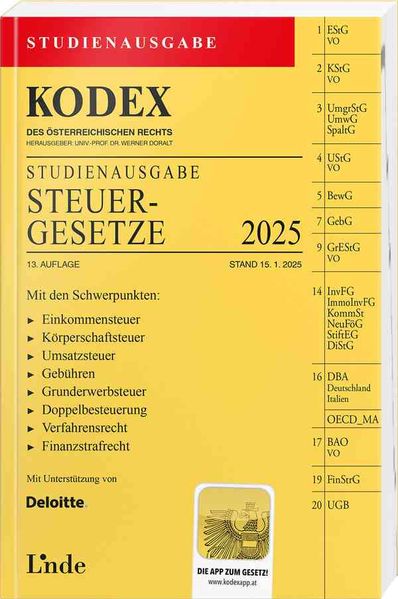 KODEX Studienausgabe Steuergesetze 2025 Law