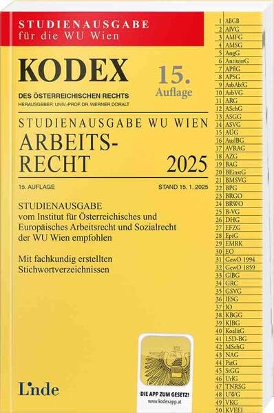 KODEX Studienausgabe Arbeitsrecht WU 2025: Studienausgabe für die WU Wien Law