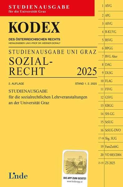 KODEX Studienausgabe Sozialrecht Graz 2025: Studienausgabe für die Universität Graz Law